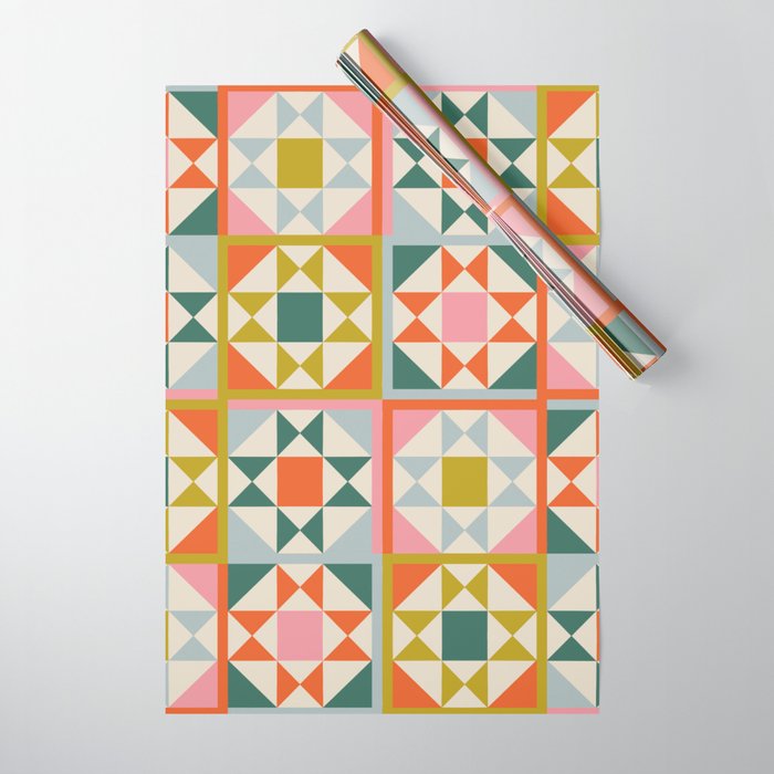 Playful Patchwork Pattern Wrapping Paper