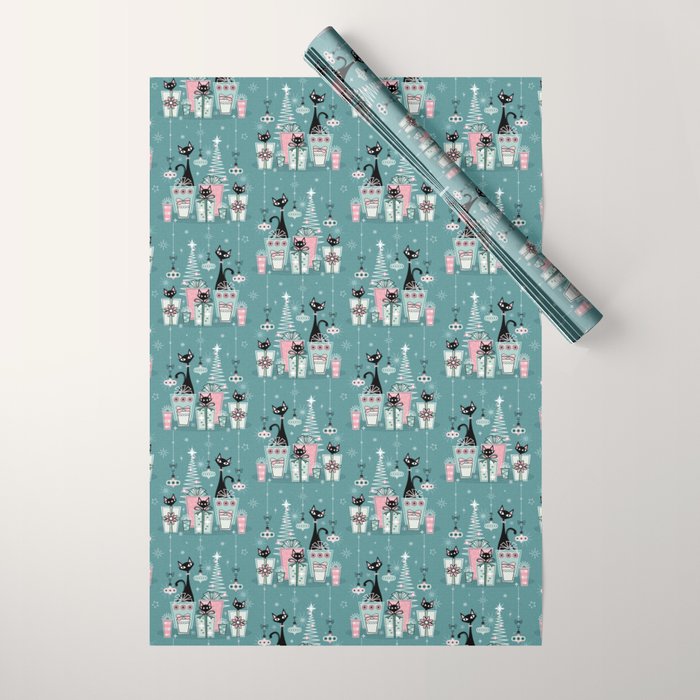 Vintage Kitty Christmas Ii Sxs6- ©Studioxtine Wrapping Paper