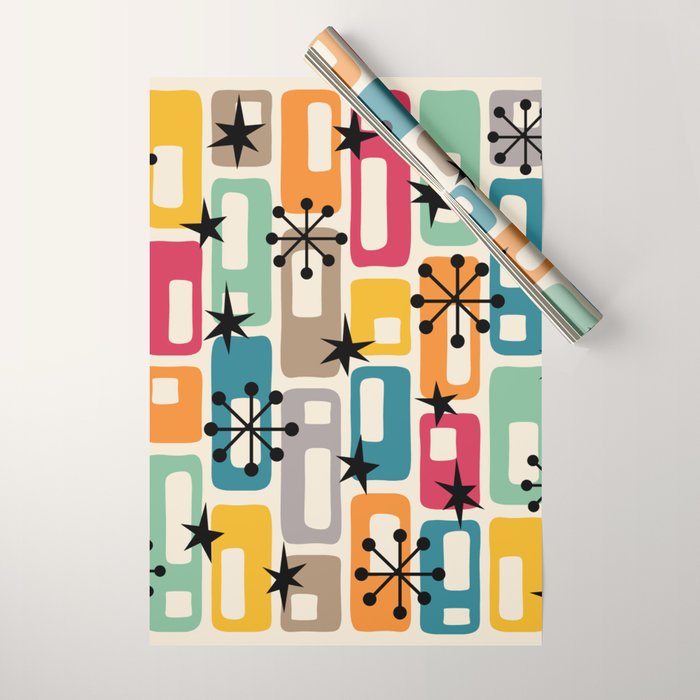 Retro Mid Century Modern Atomic Decoration 254 Googie Wrapping Paper
