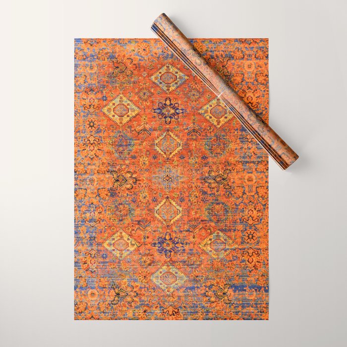 Oriental Vitange Moroccan Rug Design Wrapping Paper