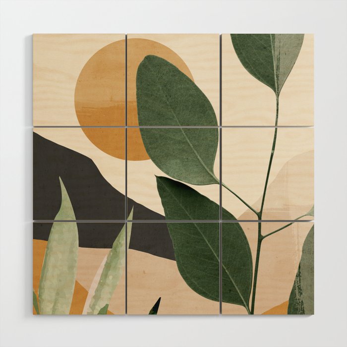 Abstract Art Tropical Leaves 8 Wood Wall Art