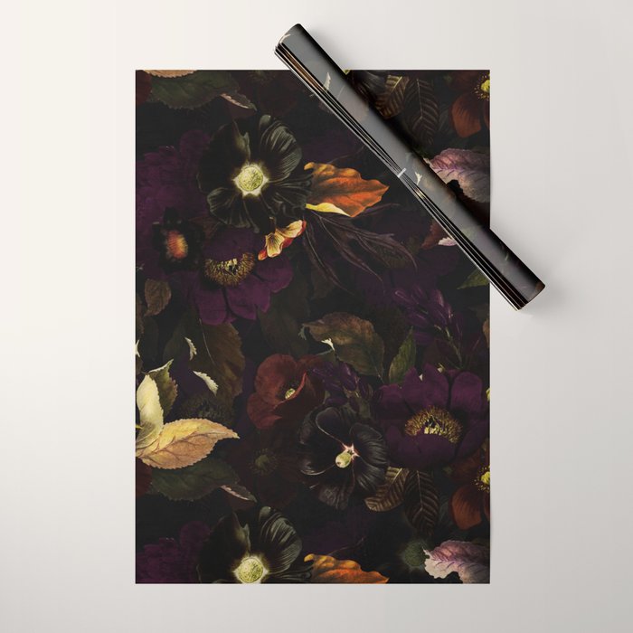 The Darkest Dutch Vintage Flowers Garden  Wrapping Paper