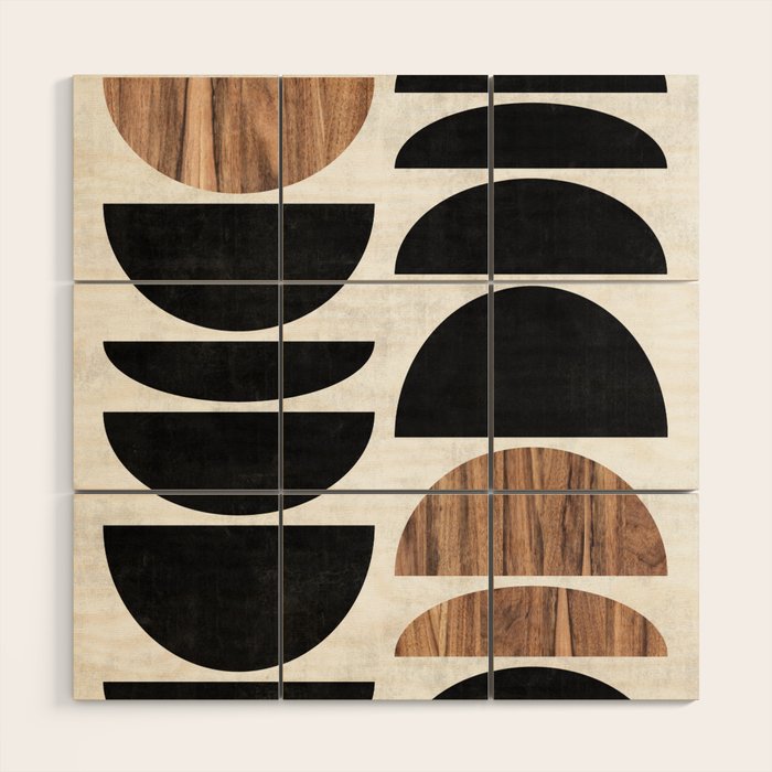 Mid-Century Modern Pattern No.7 - Concrete And Wood Wood Wall Art