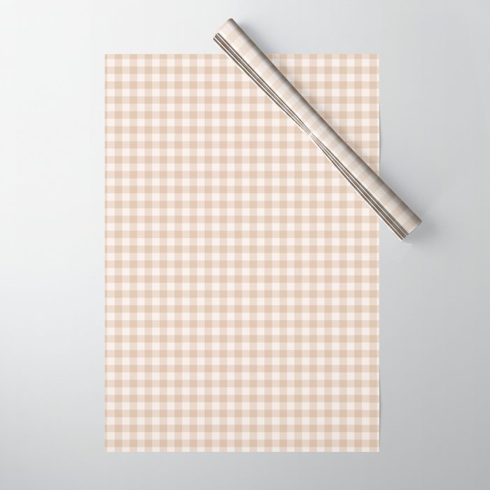 Gingham Plaid Pattern - Warm Neutral Tan Wrapping Paper