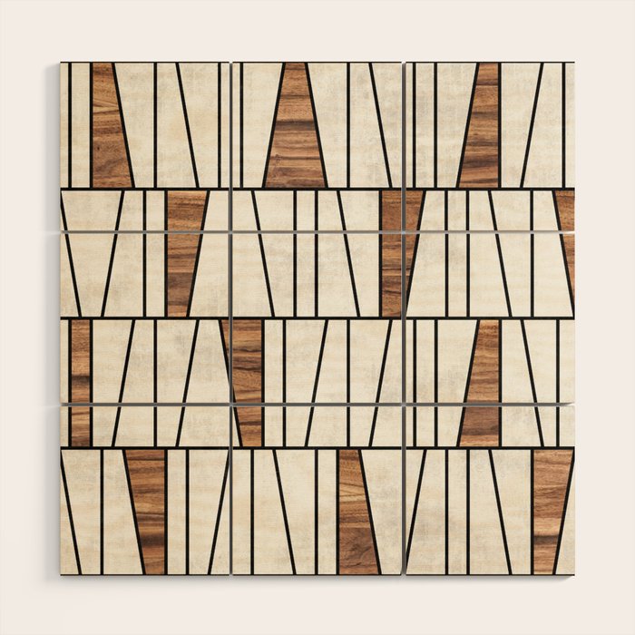Mid-Century Modern Pattern No.4 - Concrete And Wood Wood Wall Art