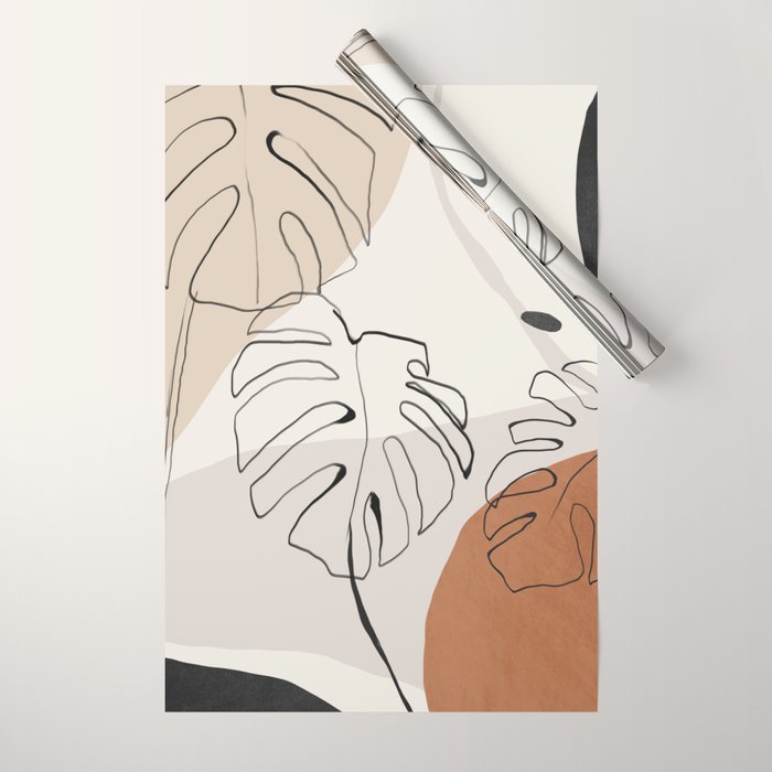 Minimal Abstract Art- Monstera Wrapping Paper