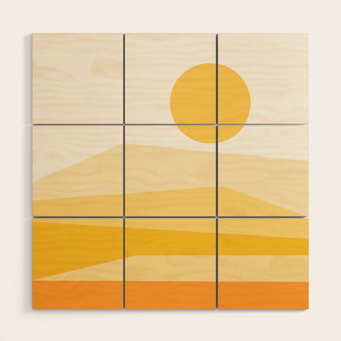 Abstract Landscape 09 Yellow Wood Wall Art
