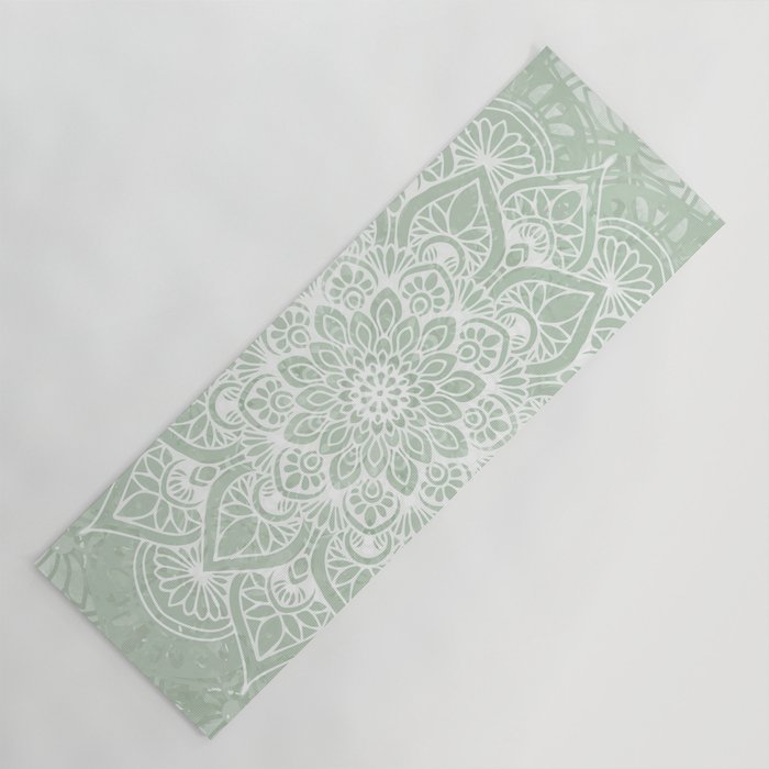 Mandala, Yoga Love, Sage Green, Boho Print Yoga Mat