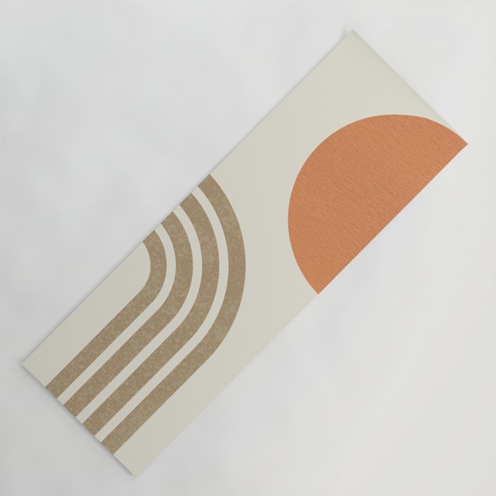 Mid-Century Modern - Orange Sun And Rainbow Yoga Mat