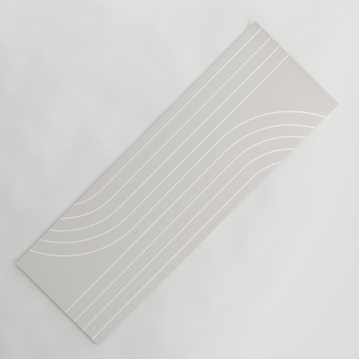 Minimal Line Curvature Xi Natural Off White Mid Century Modern Arch Abstract Yoga Mat