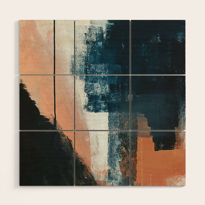 Vienna: A Minimal, Abstract Mixed-Media Piece In Pinks, Blue, And White By Alyssa Hamilton Art Wood Wall Art
