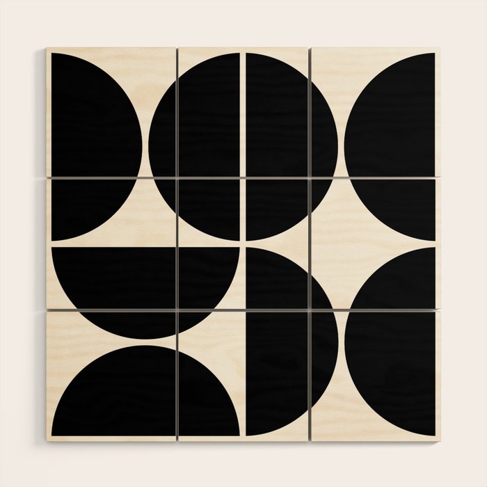 Mid Century Modern Black Square Wood Wall Art