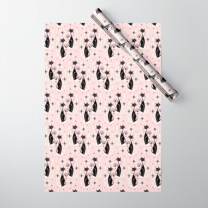 Mid Century Meow Retro Atomic Cats ©Studioxtine Wrapping Paper