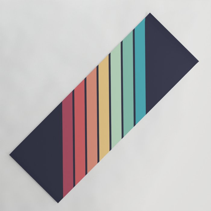Lembona - Classic 70s Vintage Style Retro Summer Stripes Yoga Mat