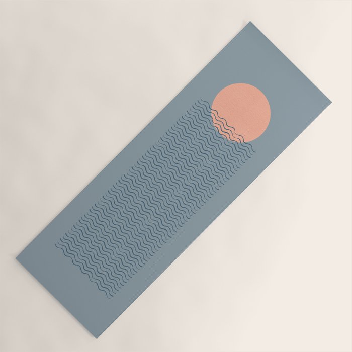 Ocean Wave Sun Blue - Mid Century Modern Yoga Mat