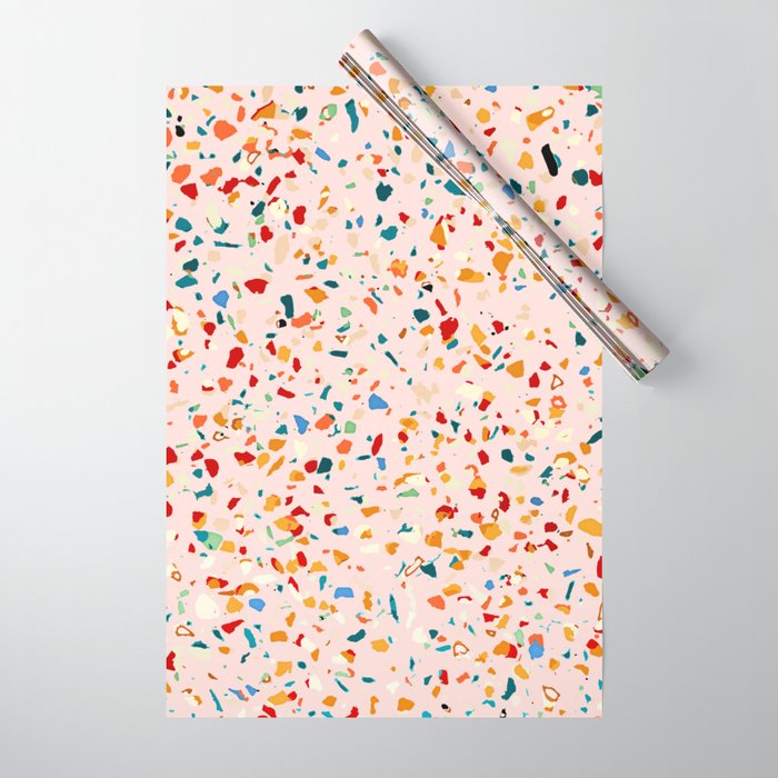 Blush Terrazzo | Pink Eclectic Speckles | Abstract Confetti Painting | Chic Bohemian Illustration Wrapping Paper