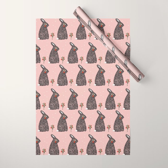 Christmas Rabbit - Illustration Wrapping Paper