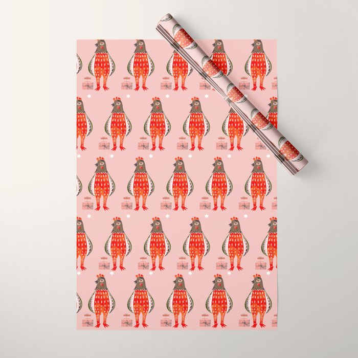 Christmas Chicken - Illustration Wrapping Paper