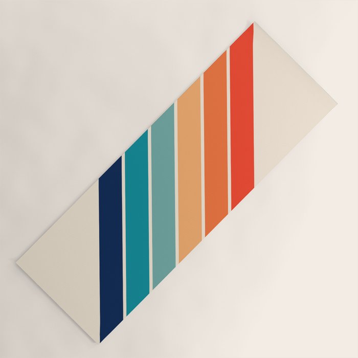 Karanda - 70s Style Classic Retro Stripes Yoga Mat
