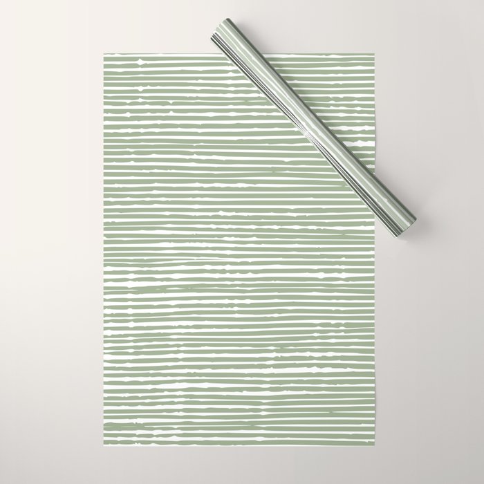 Abstract Stripes, Sage Green, Boho Wall Art Wrapping Paper