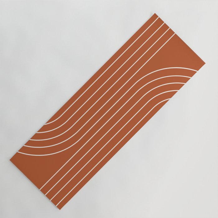 Minimal Line Curvature Ix Red Mid Century Modern Arch Abstract Yoga Mat