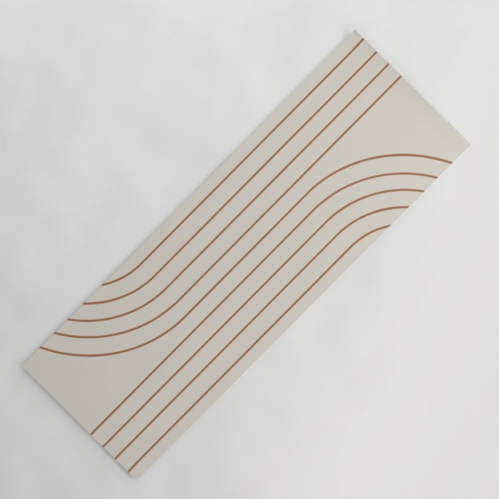 Minimal Line Curvature Vi Earthy Natural Mid Century Modern Arch Abstract Yoga Mat
