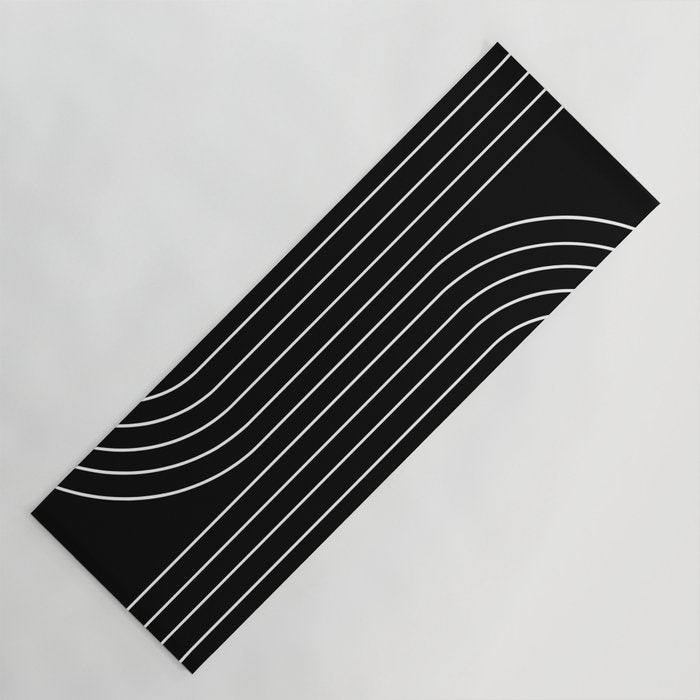 Minimal Line Curvature Ii Black And White Mid Century Modern Arch Abstract Yoga Mat