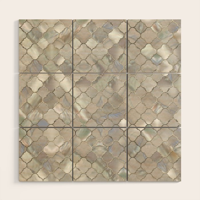 Quatrefoil Moroccan Pattern Mother Of Pearl Wood Wall Art