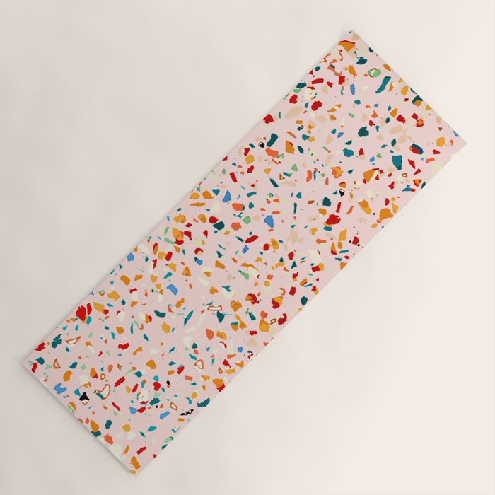 Blush Terrazzo | Pink Eclectic Speckles | Abstract Confetti Painting | Chic Bohemian Illustration Yoga Mat