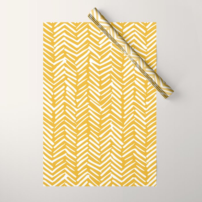 Boho Abstract Herringbone Pattern, Summer Yellow Wrapping Paper