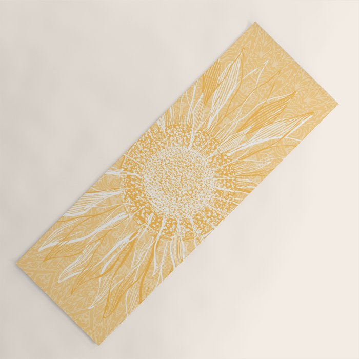 Mandala, Sunflower Prints, Yellow Yoga Mat