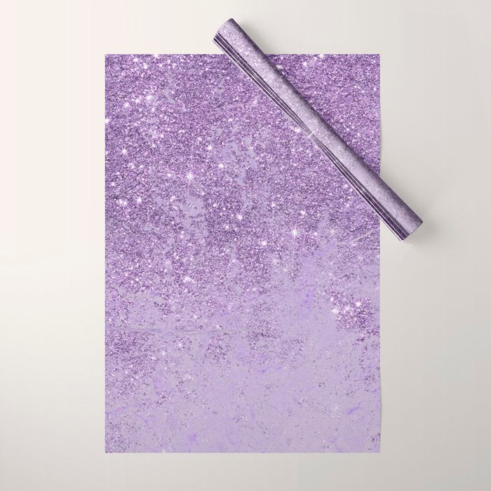 Modern Elegant Lavender Lilac Glitter Marble Wrapping Paper