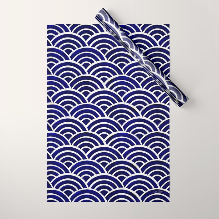 Japanese Seigaiha Wave - Navy Palette Wrapping Paper