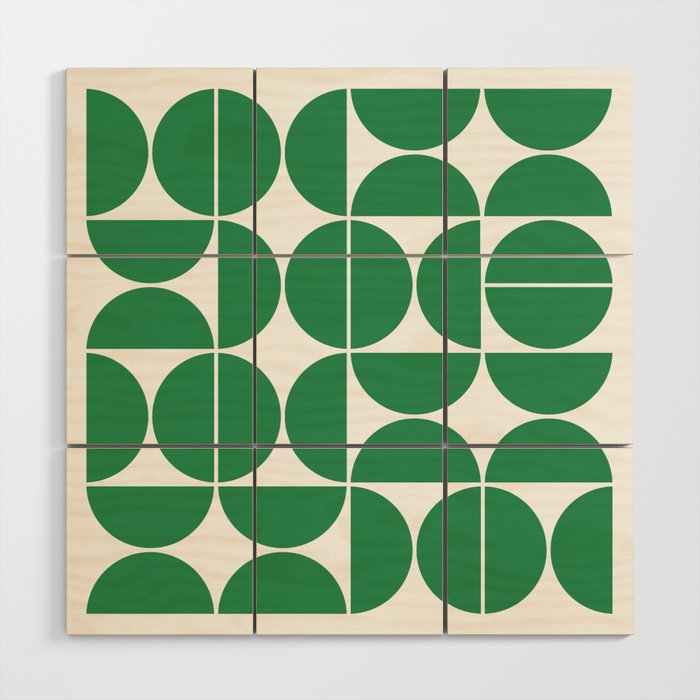 Mid Century Modern Geometric 04 Green Wood Wall Art