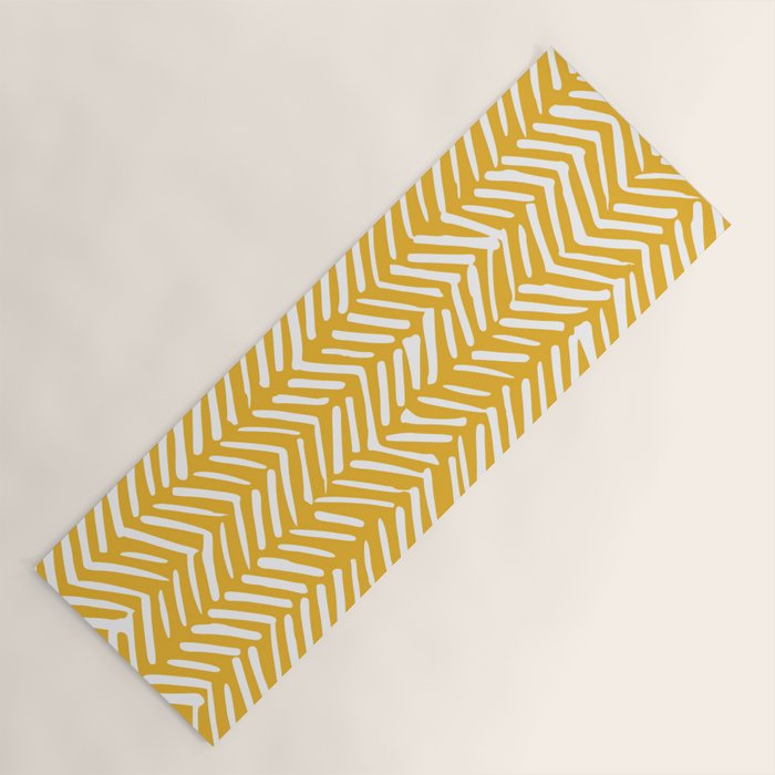 Boho Abstract Herringbone Pattern, Summer Yellow Yoga Mat