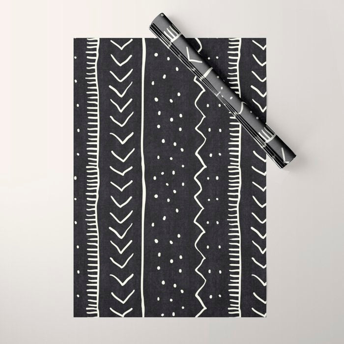 Cute Geometric Stripe In Black And White Wrapping Paper