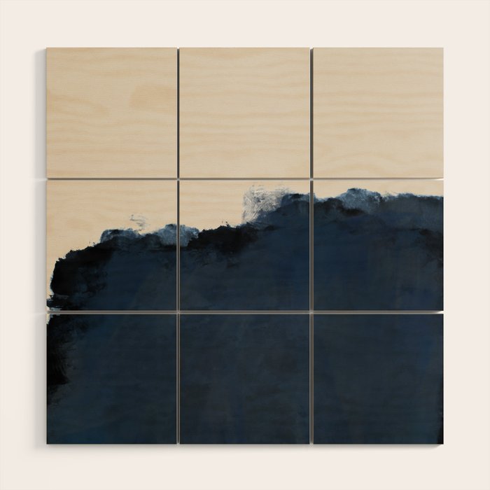 Abstract, Blue, Beige, Indigo Wood Wall Art