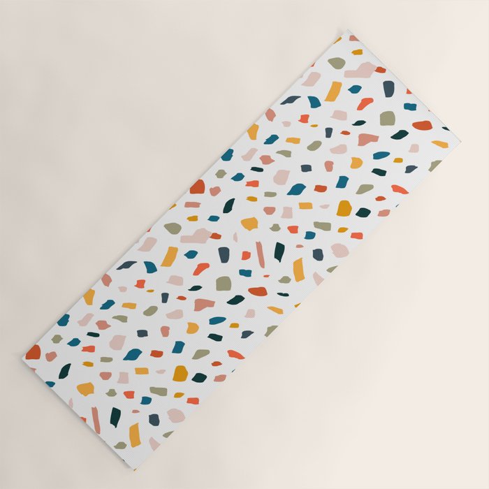 Terrazzo, Abstract Quirky Shapes Bohemian Modern Pattern Confetti Celebration Random Colorful Shapes Yoga Mat