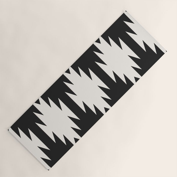 Geometric Southwestern Minimalism - Black And White Yoga Mat