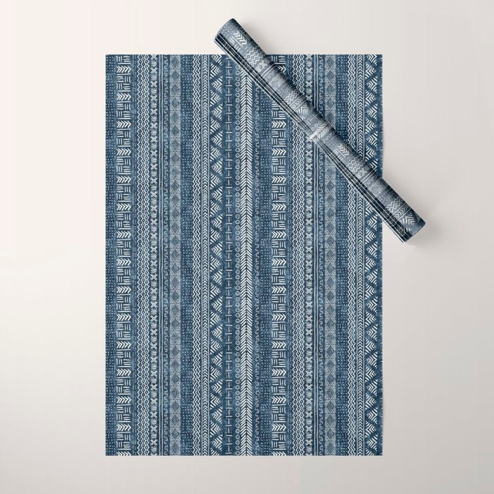 Funky Vertical Stripe In Indigo Wrapping Paper