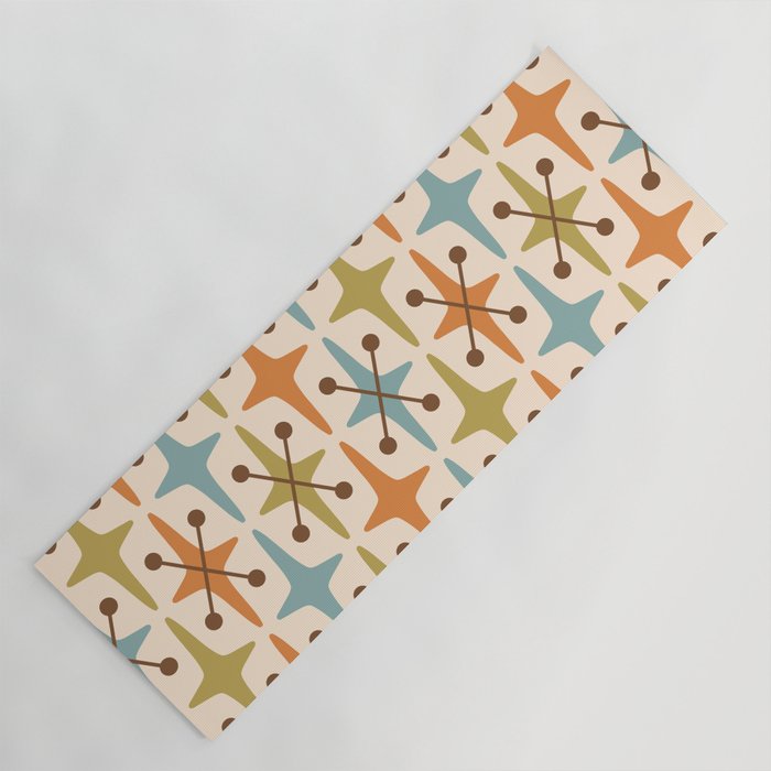 Mid Century Modern Googie Star Pattern Mid Mod Yoga Mat