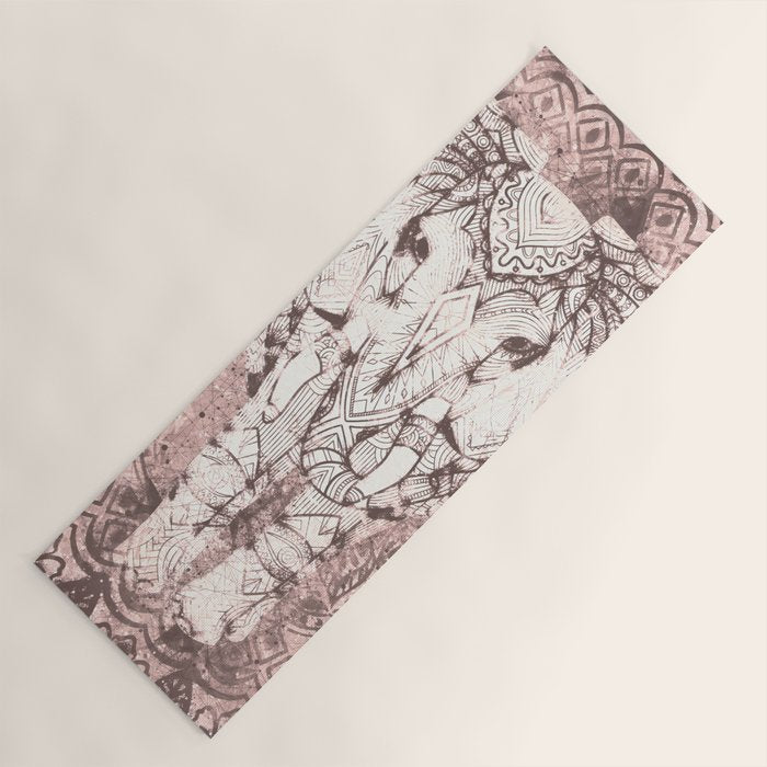 Bohemian, Elephant, Mandala, Blush, Moon Yoga Mat