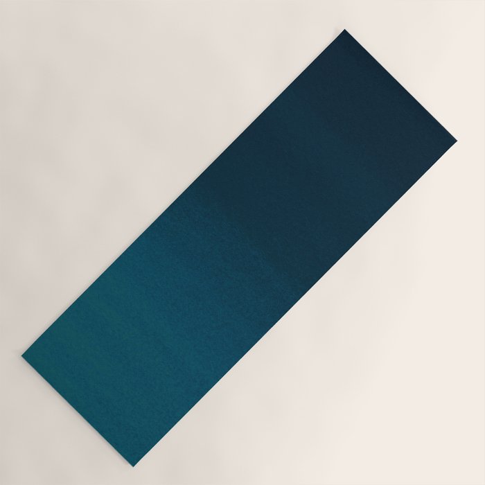 Navy Blue Teal Hand Painted Watercolor Paint Ombre Yoga Mat