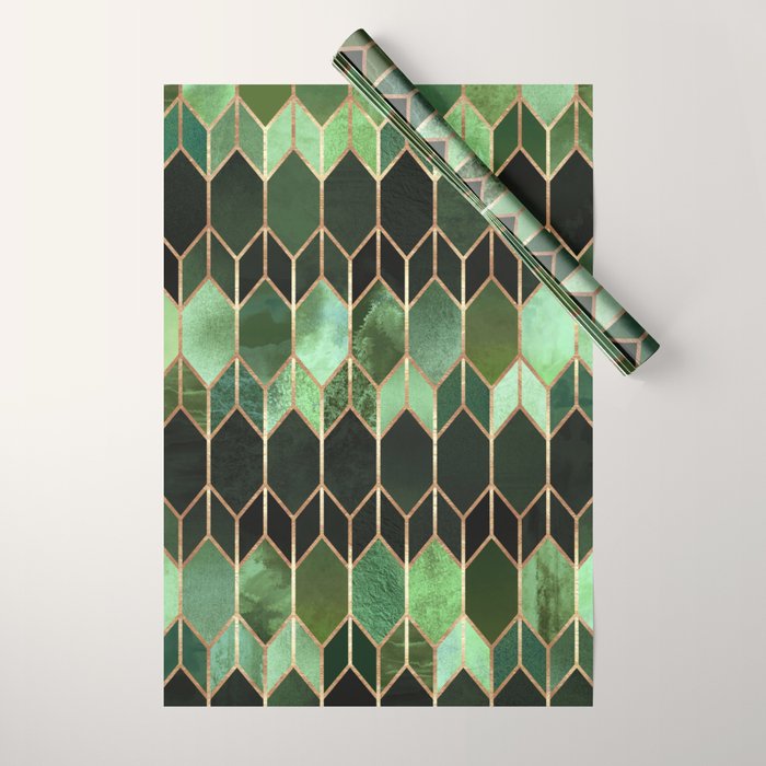 Stained Glass 5 - Forest Green Wrapping Paper
