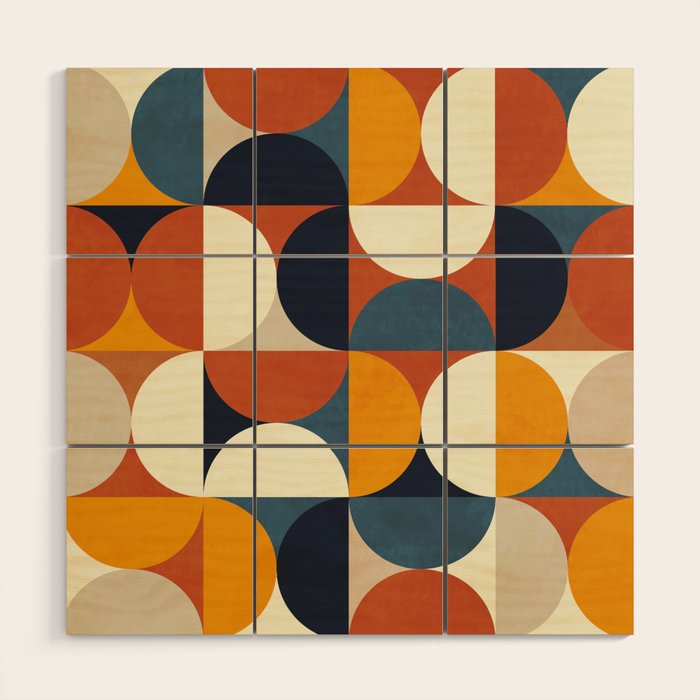 Mid Century Abstract Shapes Fall Winter 3 Wood Wall Art
