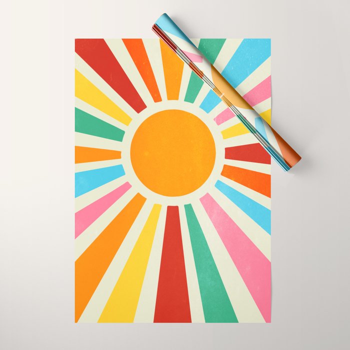 Retro Sunrise: Rainbow Edition Wrapping Paper
