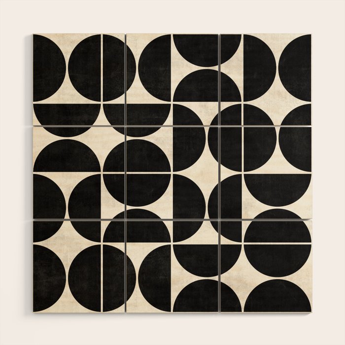 Mid-Century Modern Pattern No.3 - Black And White Wood Wall Art