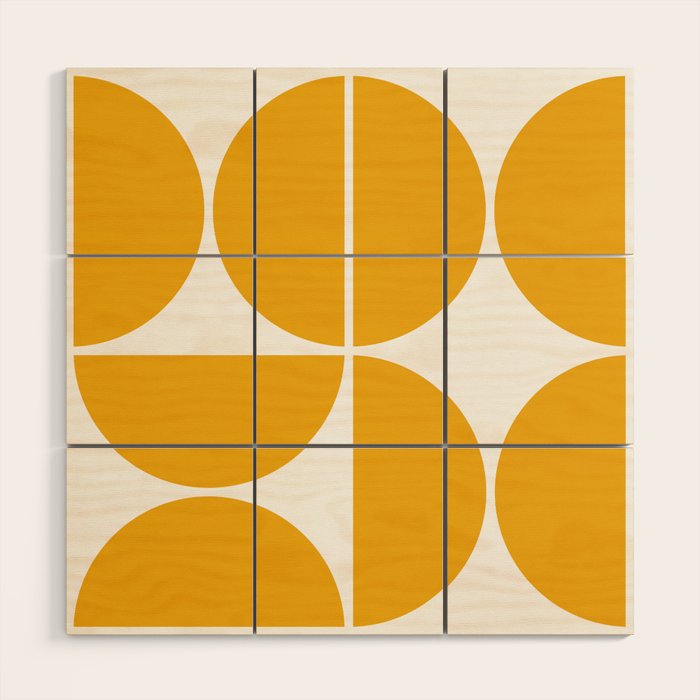 Mid Century Modern Yellow Square Wood Wall Art