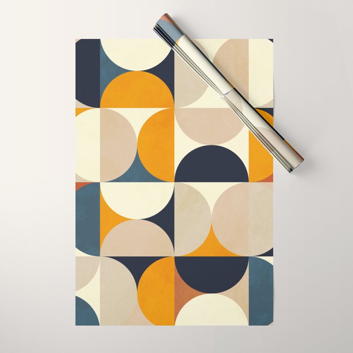 Mid Century Abstract Shapes Fall Winter 1 Wrapping Paper