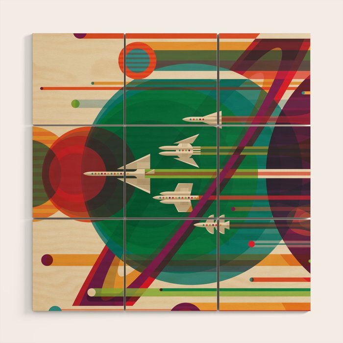 Nasa Retro Space Travel Poster The Grand Tour Wood Wall Art